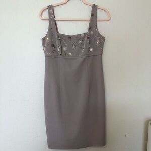 Laundry Taupe Floral Bodice Dress Size 8